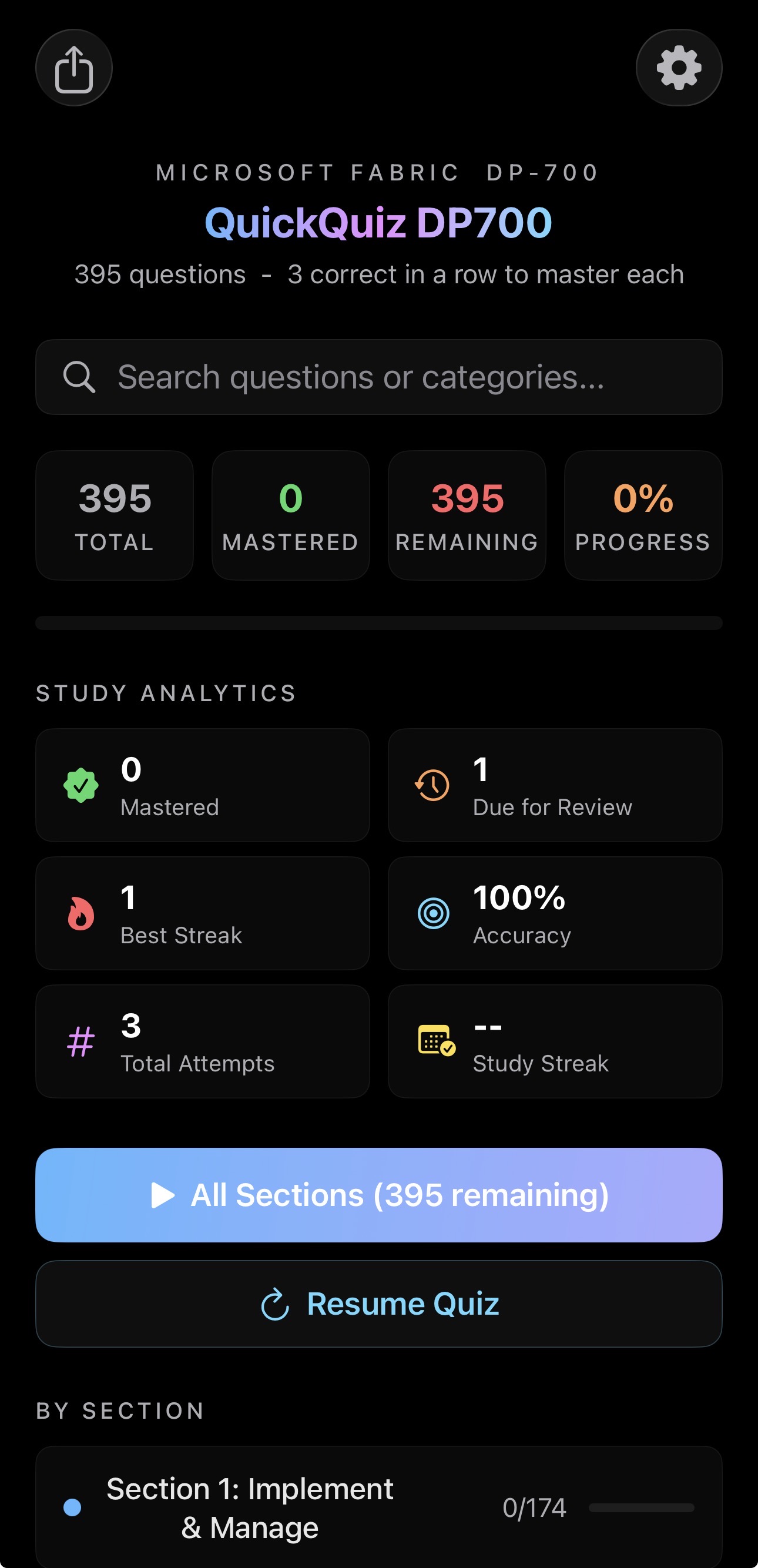 Home dashboard with stats and analytics